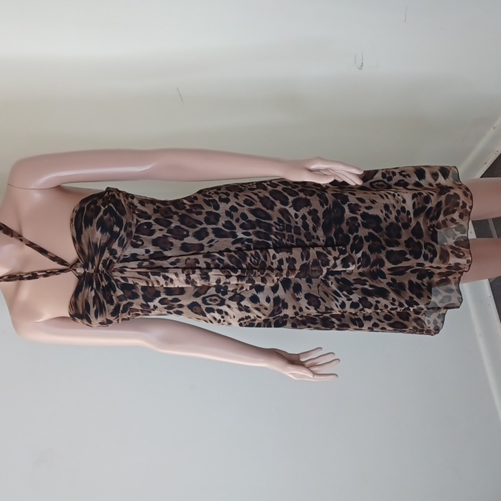 B. Darlin Cheetah Strapless Dress With Neck tie